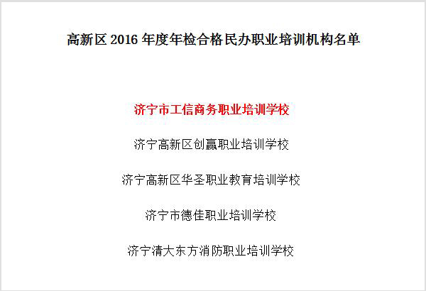 Congratulate Jining Industrial And Information Commercial Vocational Training School on successfully passing 2016 Annual Inspection 